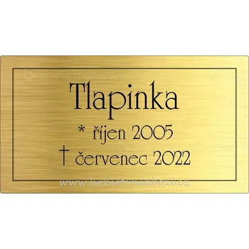 Smuteční dekorace Rytá cedulka na urnu Tlapinka zlatá