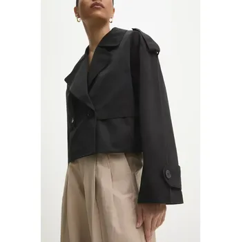 Dámský kabát Trench kabát Answear.LAB dámský, černá barva, přechodný, oversize 9328.ILK 99X, vel. S/M