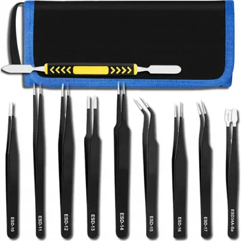 Péče o řasy a obočí Pinzeta servisní přesná pinzeta univerzální pinzeta opravná sada 10 ks