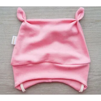 Kojenecká čepice AMÁLKA Elastická zavazovací čepička, lososová Velikost: 80-86