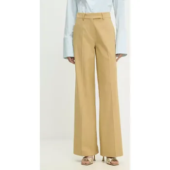 Dámské kalhoty Oblekové kalhoty se širokými nohavicemi Answear.LAB žlutá barva, high waist WS25.SPD002 11X, vel. S