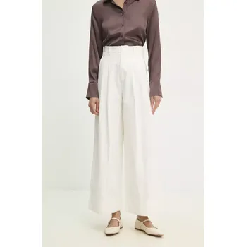 Dámské kalhoty Bavlněné kalhoty Answear.LAB dámské, bílá barva, široké, high waist pk14747.ILK 00X, vel. S