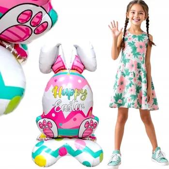 Balónek Balón ZAJÍČEK PÍSANKA Stojící se Zajíčkem a Vajíčkem ZAJÍC UŠI 104 cm