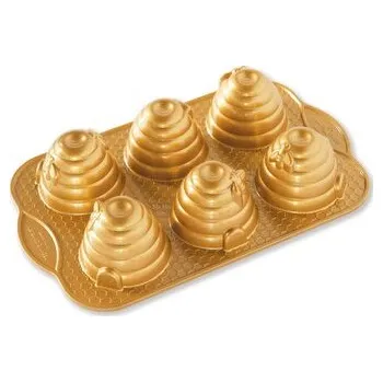 Nádoba na pečení NW Mini bábovky Včelí úly plát se 6 formičkami 3 cup zlatá