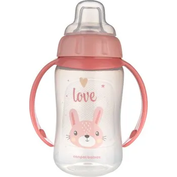 dětská jídelní sada Canpol babies Hrneček tréninkový CUTE ANIMALS se silikonovým pítkem 320ml zajíc