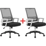 Kancelářská židle Mada White - bílá/šedá - 1 + 1 zdarma
