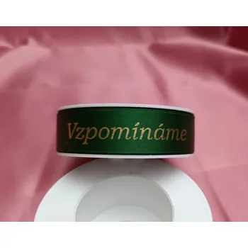 Stuha Stuha smuteční saténová šíře 25 mm vzpomínáme, zelená