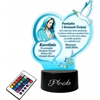 Lampička Lampička Soška Památka Prvního Svatého Přijímání Panna Maria 3D LED RGB