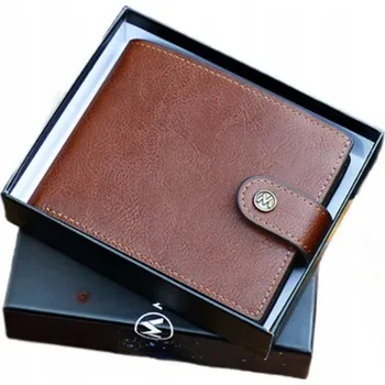 Peněženka Portfel Męski Kožená Hnědá Elegantní na Zapínání P51