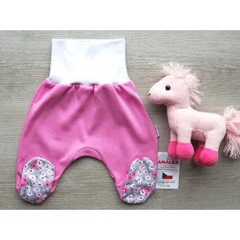 AMÁLKA Bavlněné růžové polodupačky, květinky Velikost: 68