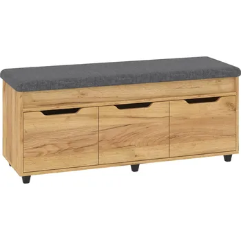 Botník VOMAKS Botník B-06 se sedákem Barva: dub tacho, Materiál: tkanina - savannah tmavě šedá