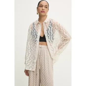 Košile Answear.LAB dámská, béžová barva, relaxed, s klasickým límcem 6885.TWK 80X, vel. L