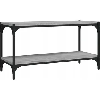 Televizní stolek TV stolek v industriálním stylu, šedé dřevo, 80x33x41 cm
