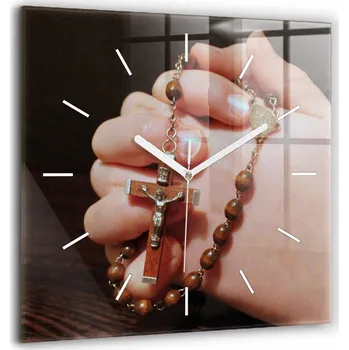Hodiny Skleněné hodiny Sklo Nástěnné Tiché ručičky Kuchyně Růženec modlitba