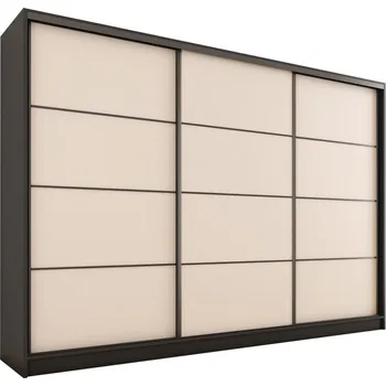 Šatní skříň Šatní skříň HARAZIA 250 bez zrcadla, se 4 šuplíky a 2 šatními tyčemi, černá/béžová +možnost VÝNOSU + vyzvednutí ZDARMA