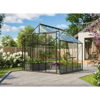 Skleník Zahradní skleník VITAVIA URANUS 6700, čiré sklo 3 mm, černý Varianta: skleník VITAVIA URANUS 6700 čiré sklo 3 mm černý LG3560