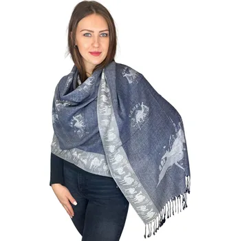 Šál Pašmína - Camelia - riflová