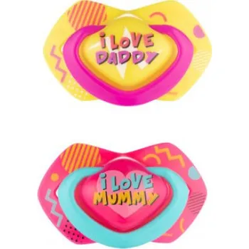 dudlíky Canpol babies Set symetrických silikonových dudlíků Ligth touch 0-6m NEON LOVE růžový