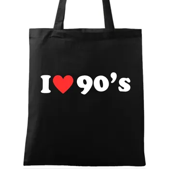 Bavlněná taška Miluju devadesátky I Love 90’s (Barva: Černá)