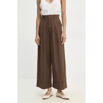 Dámské kalhoty Bavlněné kalhoty Answear.LAB dámské, hnědá barva, široké, high waist pk14747.ILK 84X, vel. L