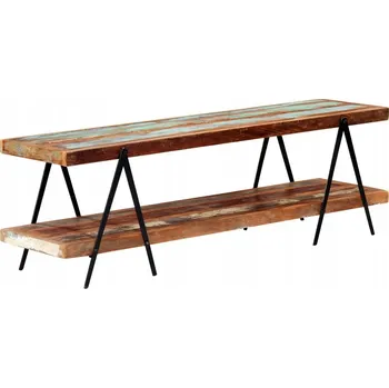 Televizní stolek TV stolek Vintage Industrial 160x40x50 cm - Recyklované dřevo - Černý