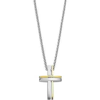 Náhrdelník Pánský náhrdelník z chirurgické oceli s designovým pozlaceným křížem Lotus Style | Kvalitní zpracování | Ověřeno 1000+ zákazníky | Náhrdelník pro může | Pánské šperky | ROMERO pozlacená chirurgická ocel