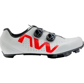 Pánské cyklistické tretry Northwave Rebel 3 Light Grey/Red Fluo pánské MTB tretry Velikost: 45