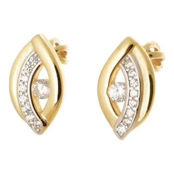 Náušnice Stříbrné zlacené náušnice pecičky se zirkony STNAU1992F