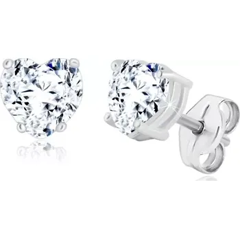 Náušnice Náušnice ze stříbra 925 - blýskavé zirkonové srdce v transparentním odstínu