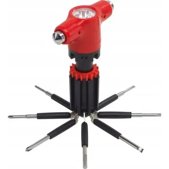 Šroubovák SADA ŠROUBOVÁKŮ 9 v 1 s kladivem a svítilnou