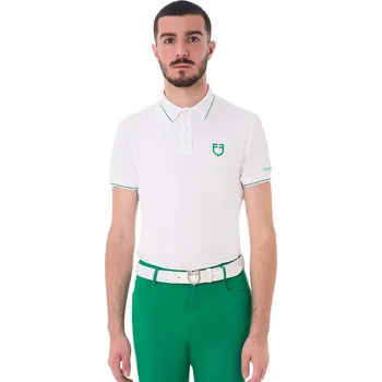 Pánské tričko EQUESTRO Triko tréninkové Equestro, pánské, white/ultramarine green M