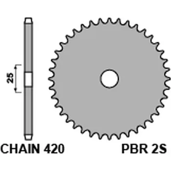 Řetězová sada pro motocykl ZADNÍ ŘETĚZOVÉ KOLO PBR 2S 46 L (ŘETĚZ 420) (VYROBENO V ITÁLII)
