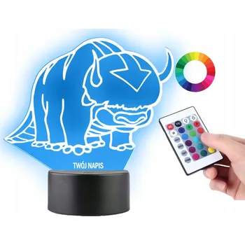 Lampička LAMPKA na SKLE Avatar Appa 3D LED RGB + DÁLKOVÝ OVLADAČ 16 BAREV