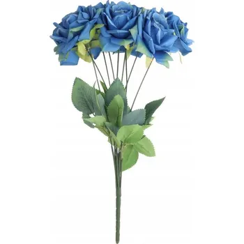 umělá květina UMĚLÁ DEKORACE KYTICE 9 RŮŽÍ MODRÁ JARNÍ KVĚTINY NA VELIKONOČNÍ STŮL