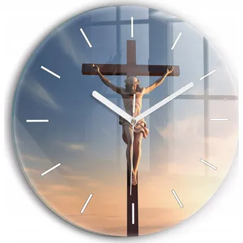 Hodiny Hodiny Kulatý Kruh Do Ložnice Obývacího Pokoje Nástěnné Ježíš na kříži průměr 30