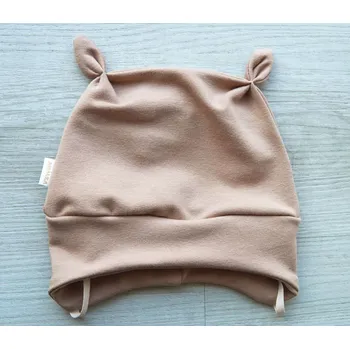 Kojenecké oblečení AMÁLKA Elastická čepička teplákovina, hnědá Velikost: 62-68