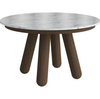 Jídelní stůl Bolia Šedobílý mramorový rozkládací jídelní stůl Balance 125/225 cm s tmavou dubovou podnoží