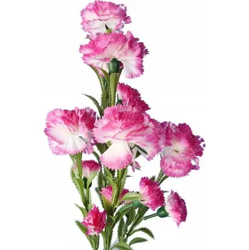 Vánoční ozdoba KARAFIÁT VĚTVIČKA 15 KVĚTŮ BÍLO FIALOVÁ OZDOBA NA HŘBITOV NA ARANŽOVÁNÍ