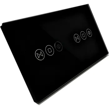 vypínač SKLENĚNÝ DOTYKOVÝ PANEL 2 x SPÍNAČ ROLETY ČERNÝ