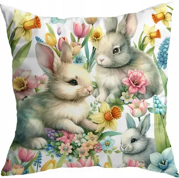 Povlečení POVLEČENÍ Velikonoce DEKORAČNÍ 40X40 CM SVÁTEČNÍ ZAJÍČEK KRÁLÍK VZOR 384