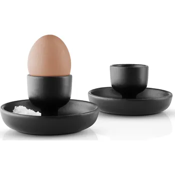 Stojánek na vajíčko Kalíšek na vejce NORDIC KITCHEN 11 cm, sada 2 ks, černá, kamenina, Eva Solo - doprava zdarma od 2999 Kč
