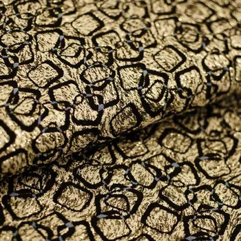 Brokát 22747 šedo-černý, zlatý vzor, š.150