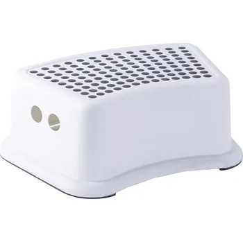 Koupelnové sedátko MSV stupínek PINS, bílý, šedé protiskluzové puntíky, do 60 Kg