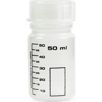 Láhev s PP víčkem a černou stupnicí, 50 ml