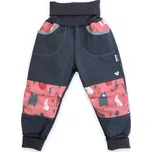 Vyrobeniny Dětské softshellové kalhoty s fleecem - růžové se zvířátky 86 - 92