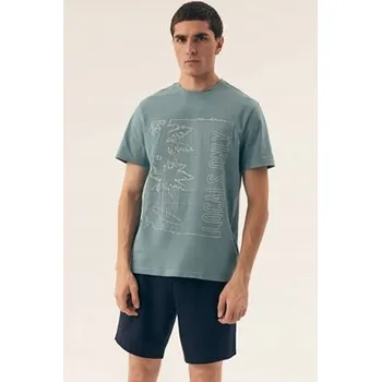 Pánské pyžamo Henderson pánské pyžamo 42598-77X krátký rukáv velikost L