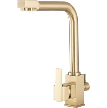 Vodovodní baterie Gamma Nook, vysoká dřezová baterie s připojením na filtr vody, zlatá matná, GMA-BNKF-BGD