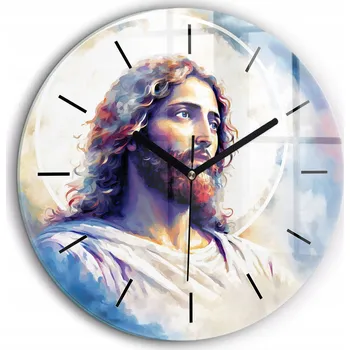Hodiny Skleněné Hodiny s potiskem Ozdobné Nástěnné Ježíš Kristus nebe