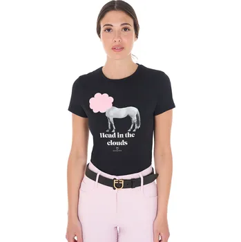 Dámské tričko EQUESTRO Triko Head In The Clouds Equestro, dámské, černé XS