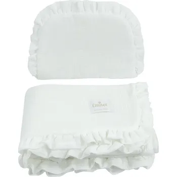 přikrývka EMITEX Mušelín souprava do kočárku bílá/stříbrné hvězdy